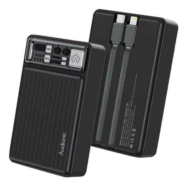 Audionic Spark Pro S-220 20000mAh Power Bank with Built-in Cables